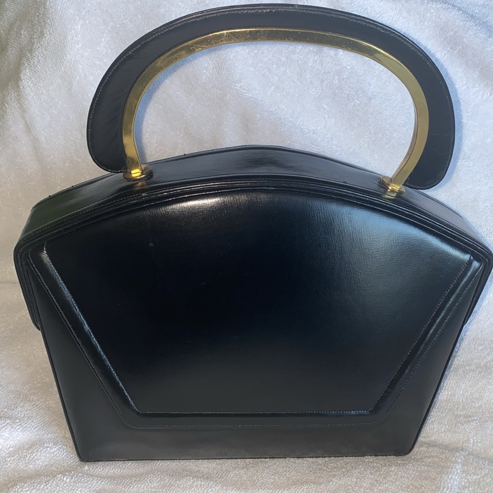 π₯β€οΈππ» EUC Coblentz Original 1950s Vintage Black Structured Handbag ππ»β€οΈπ₯ - Picture 2 of 16